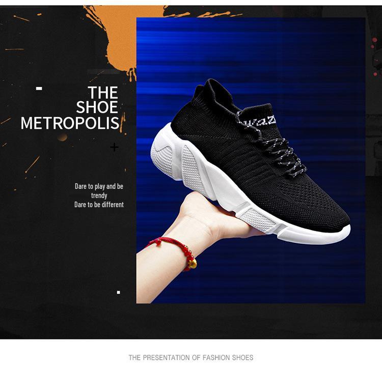 Sommerleichte Flyknit Socken-Schuhe für Paare: Atmungsaktiv, Übergröße, Dicke Sohle, Lässige Lauf-Sneaker für Herren