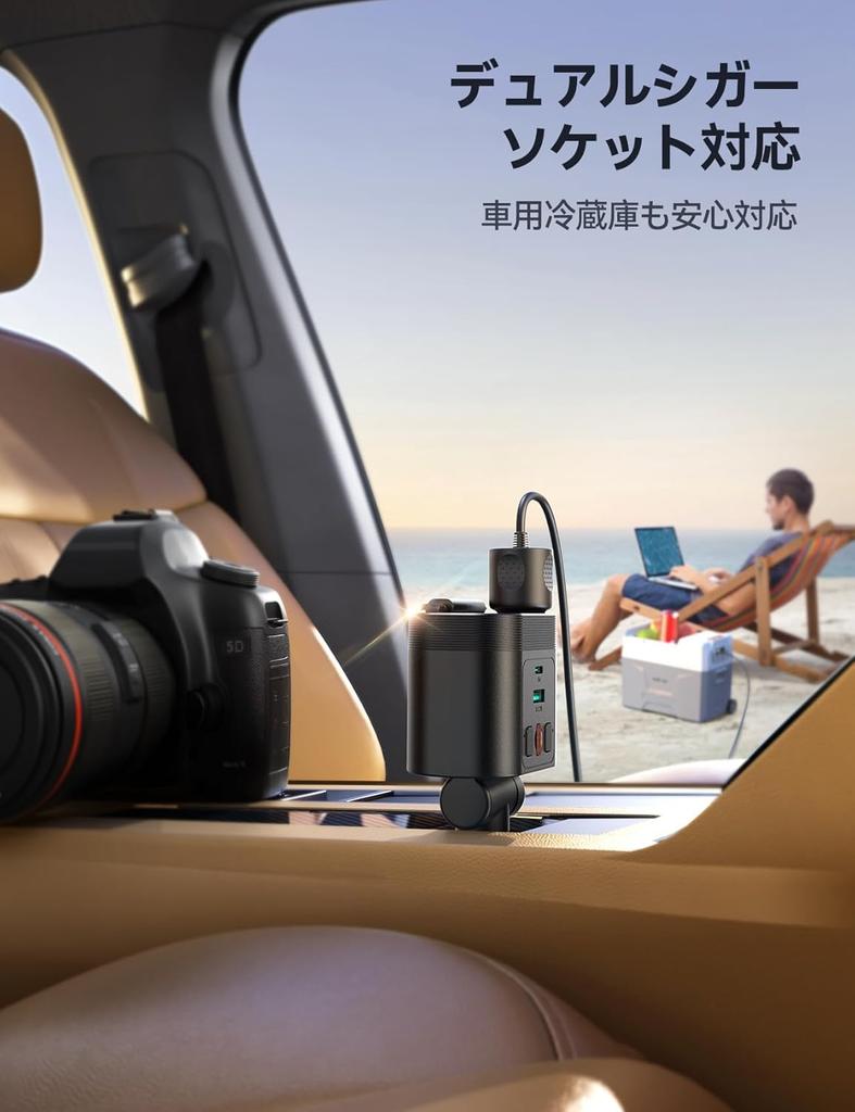 JOYROOM 5-in-1 Cigarette Lighter Socket, 140W (Industry's First! Extension Socket + Retractable Charging Cable)