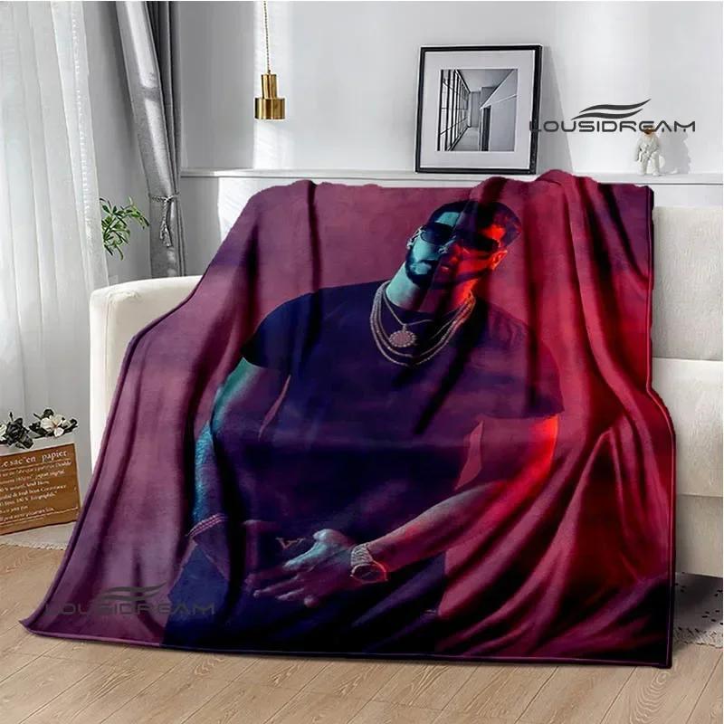 Rapper Anuel AA printed blankets Picnic blanket Flannel Warm blanket Soft Cozy Blanket Travel Blankets bed linings Birthday Gift