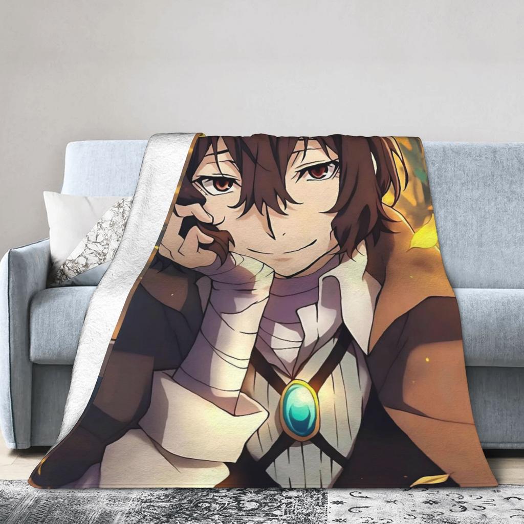Dazai Bungo Stray Dogs Blankets Super Soft Funny Plush Throw Blanket For Kids Adult Couch Bed Flannel Bedspread Bed Cover
