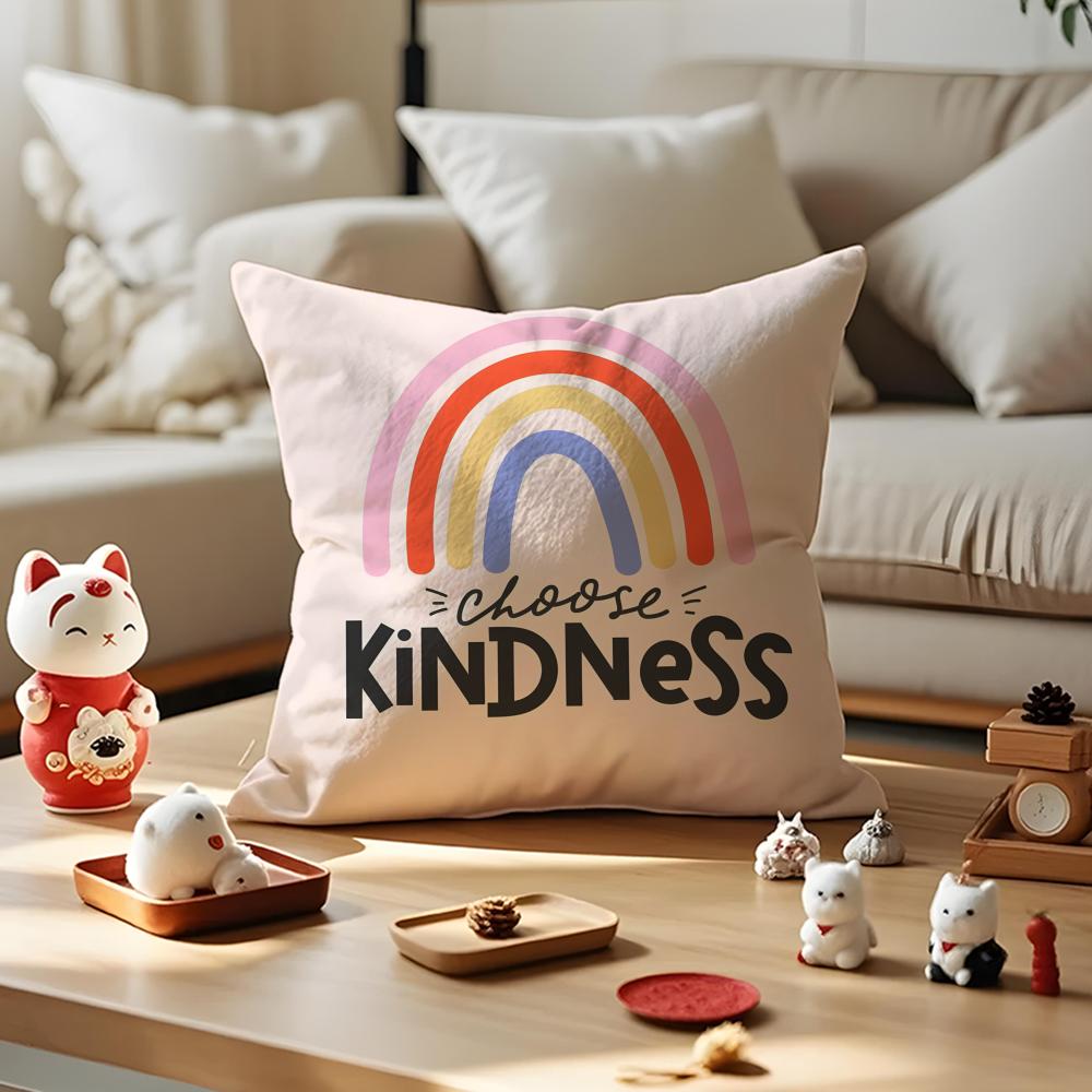 Rainbow Sun Cartoon Cushion Cover Anti-Dustmite Pillowcase Invisible Zipper Silky Short Plush Sofa Cushion Cover