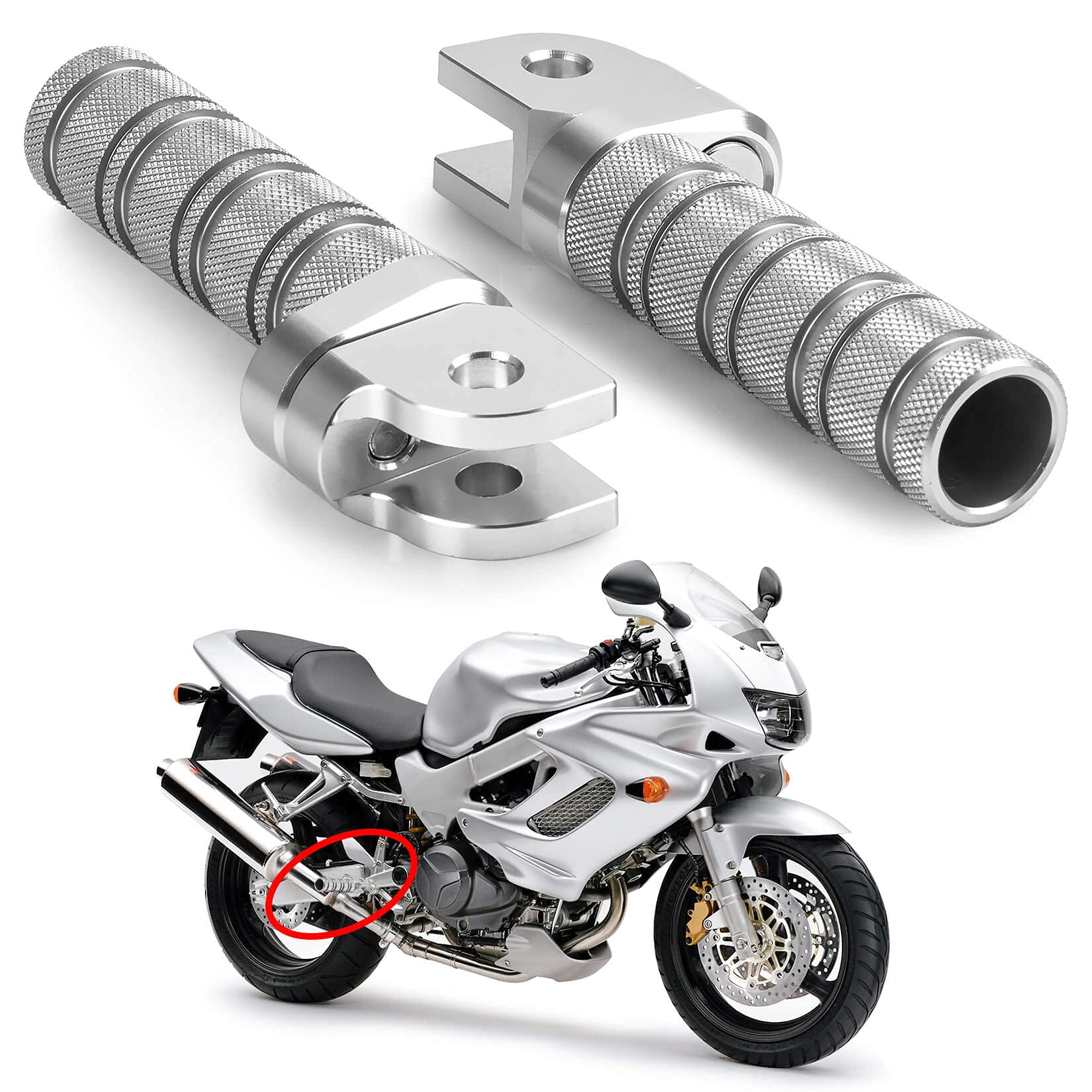 

Подножка для мотоцикла, передняя педаль, серебристый тон, совместимые модели, Honda, нескользящая