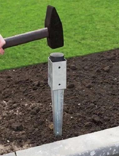 Pillar base, hammer-in anchor, 90x90x750 mm