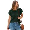 Women's Striped Knit Summer Top - Loose, Short-Sleeved, Round Neck, Casual Hollow Design Sweater