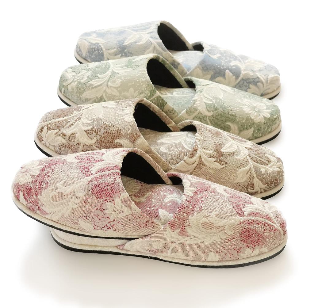 Guest Slippers with Floral Felt Dimensions Size Chausse' 4-Pair Soles, Year-Round Wear, 27cm, 8s31-3