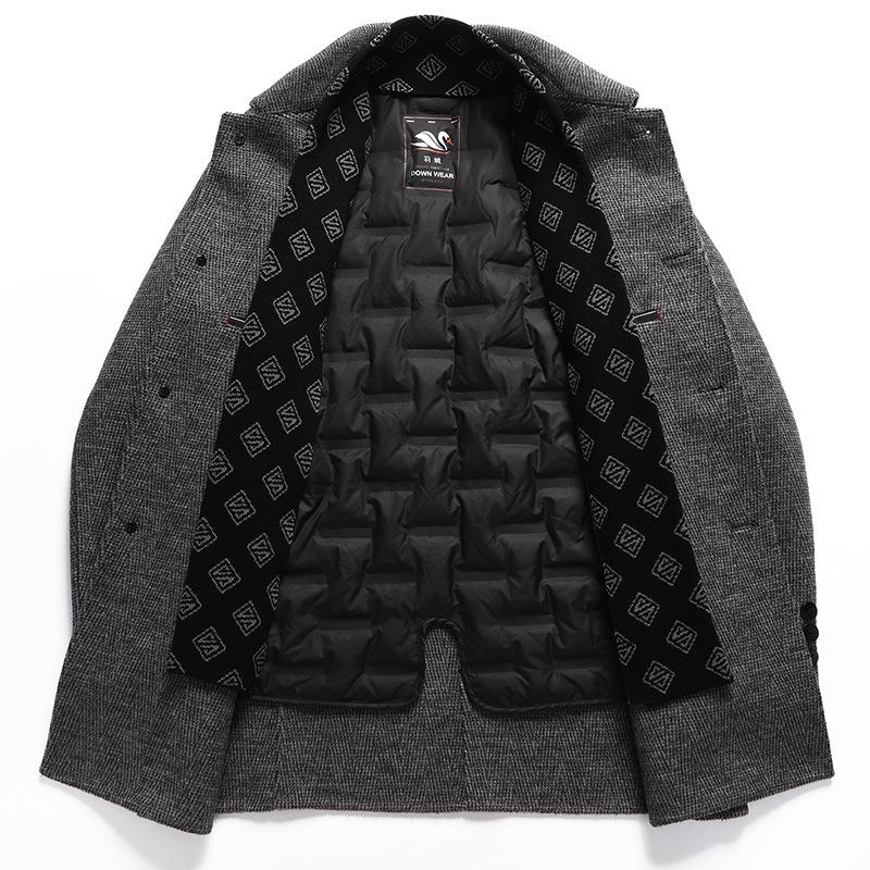 Autumn and Winter Trendy Scarf Style, Removable Down Lining, Double-sided Woolen Coat, Men's Medium-length Woolen Coat