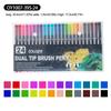 Washable Double-Ended Fineliner Paintbrush Set - Soft Tip, Non-Staining, Black Barrel, PVC Box