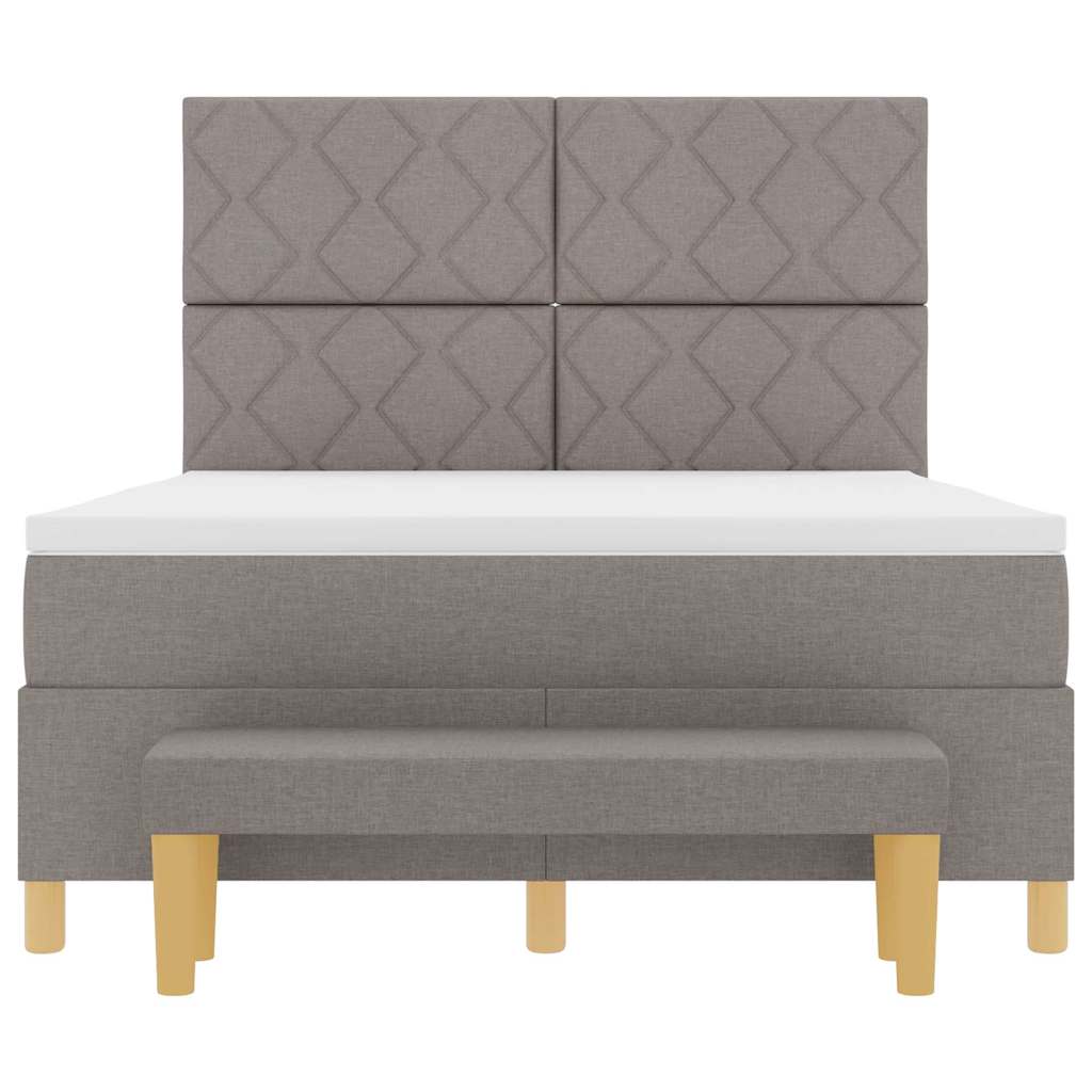 Box spring bed with pillows and headboard Taupe 140 x 190 cm Fabric