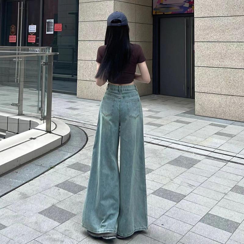 

Light Wash High-Waisted Wide-Leg Jeans for Women - Spring/Autumn 2025 Collection M (98-108 jin)