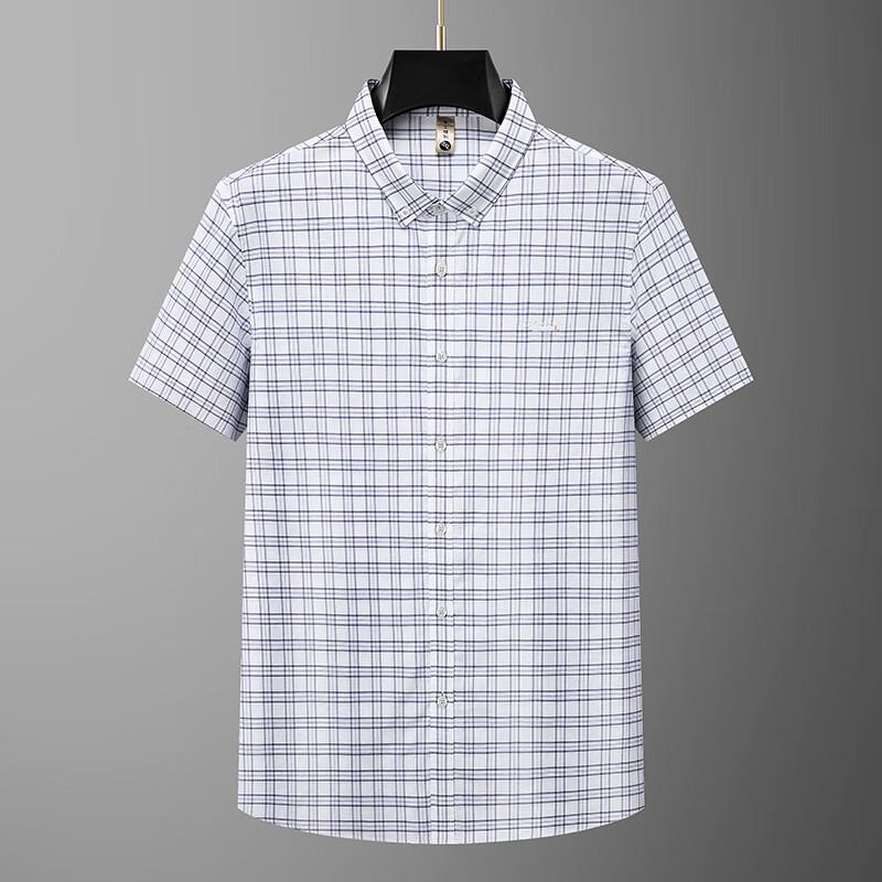Dibenze Men's Plus Size Plaid Short Sleeve Shirt