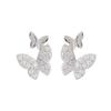 Beixi S925 Sterling Silver Butterfly Stud Earrings for Women - Mini Diamond Design for Everyday Wear