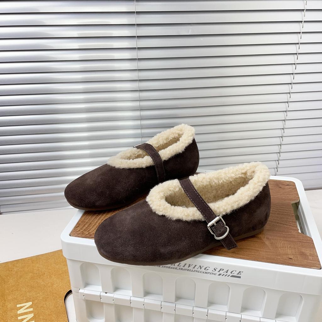 French Fairy Plush Shoes Beanie Shoes Female Flat 2025 Autumn and Winter Soft-soled Mary Jane Shoes Birkenstocks Cotton Shoes