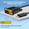 USB C 3.1 To VGA Adapter 1080P Type-C Male To VGA Male Video Converter Cable For HDTV Projector Laptop Monitor