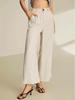 European-American High Waist Casual Women's Wide Leg Slimming Pocket Pants
