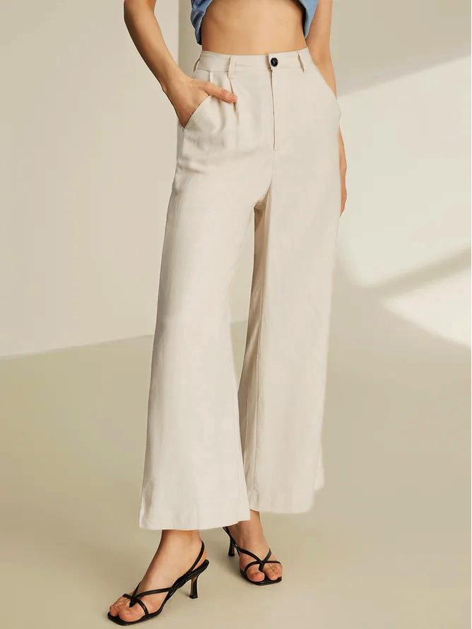 European-American High Waist Casual Women's Wide Leg Slimming Pocket Pants