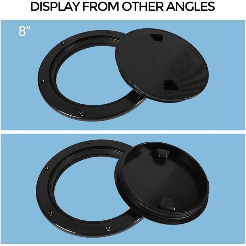 Černé kulaté protiskluzové kontrolní poklopy - velikosti 4", 6", 8" s odnímatelným krytem - ABS plastový odšroubovací kryt přístupového poklopu pro kajak, jachtu, černý