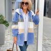Fuzzy Fleece Jacket for Women Fluffy Sherpa Zip-Up Cardigan Fall Winter Warm Drawstring Hooded Coat with Pockets
