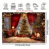 2D FLAT1PC Winter Christmas Background Cloth, Warm Room Christmas Tree Gift Box, Fireplace Design Background