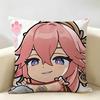 Yae Miko Cute Genshin Impact Cushion Cover Natural Linen Organic Fabric DoubleSided Printing Room Sofa Decor Pillow Case