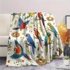 1PC Cute Parrot Print Flannel Blanket, High Quality All Seasons, Home Decor, Warmth and Comfort, Perfect for Christmas Gifts