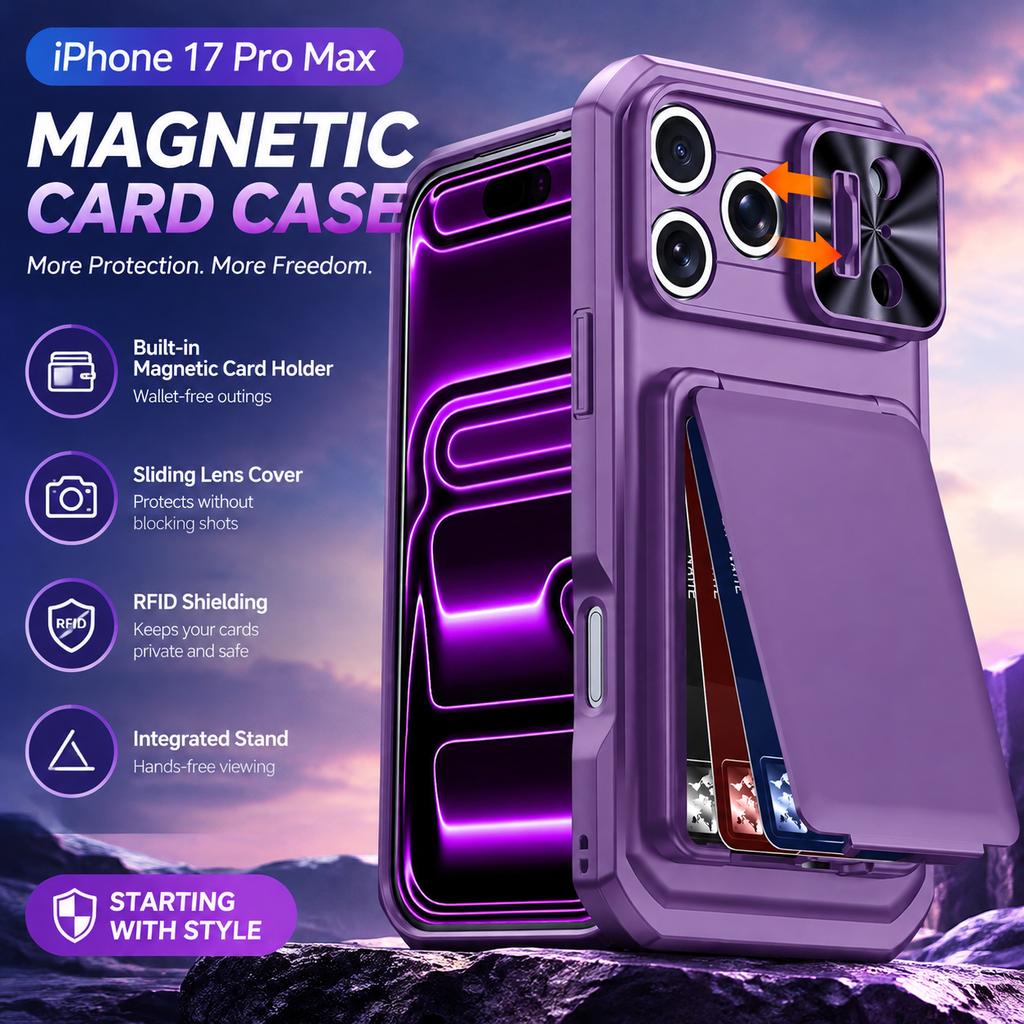 Magnetic Card Holder Case for iPhone 17 Pro Max