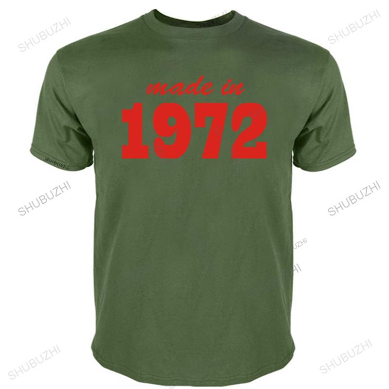 Fabriqué en 1972 19XX T-shirt Personnalisé Cadeaux d'Anniversaire Drôles Pour Hommes Mari Papa Père T-shirt Coton Col Rond Manches Courtes