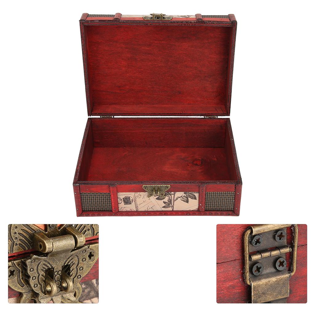 Vintage Wooden Storage Box Elegant Jewelry Necklace Bracelet Book Organizer Case Home Decoration