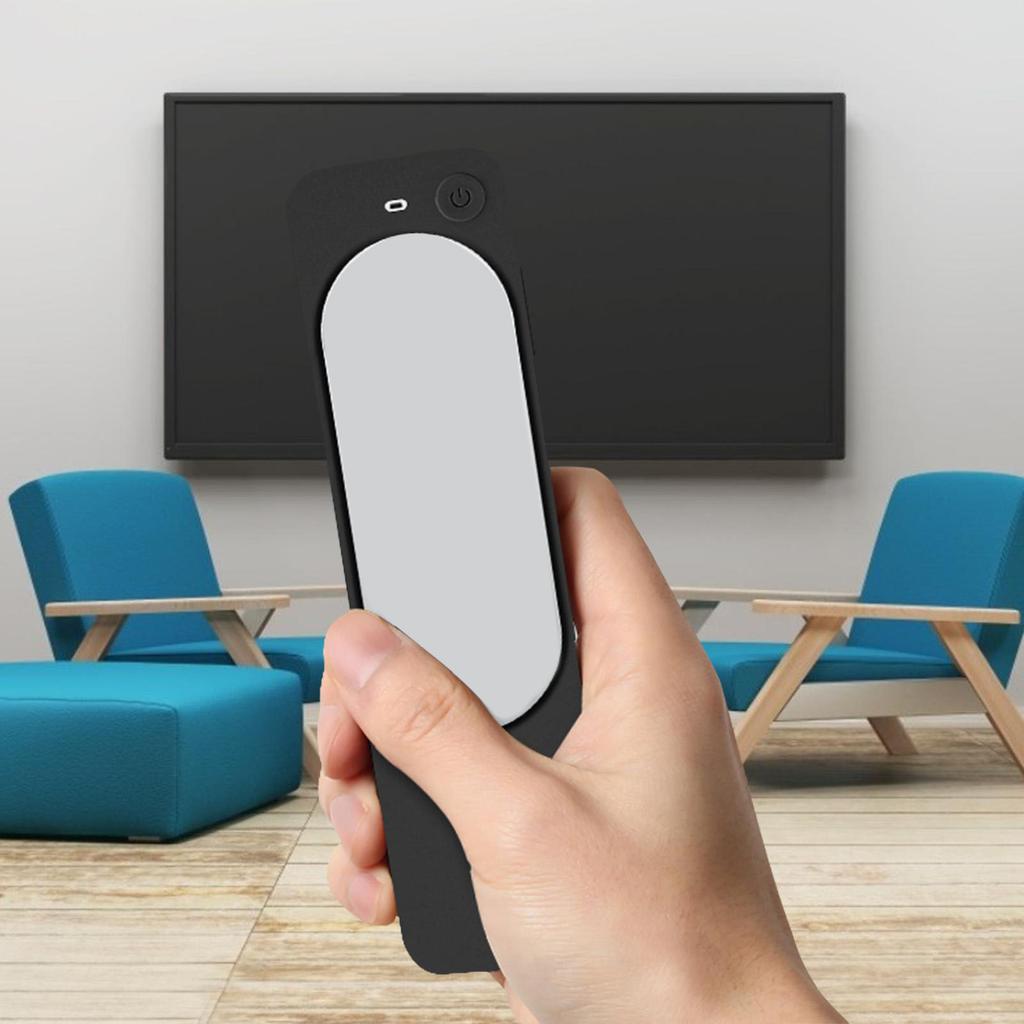 Silicone Case for Apple TV 4K 2021 Remote Black Anti Slip Cover with Lanyard