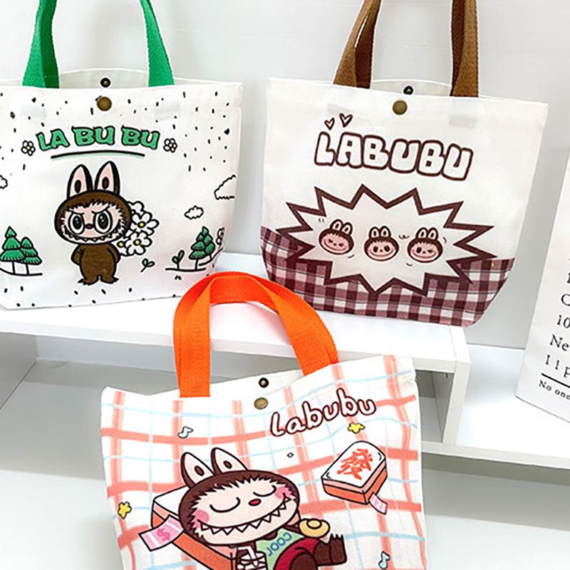 תיק קנבס לאבובו כותנה חמוד מצויר מצחיק תיק טוטה קניות פאוץ' סטודנט נוסע רב-תכליתי פשוט תיקי נשים מתנה