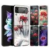 Hard PC Phone Case For Samsung Galaxy Z Flip 7 6 5 4 Black Cover For Galaxy Z Flip 3 Foldable Shockproof Lycoris Radiata Fundas
