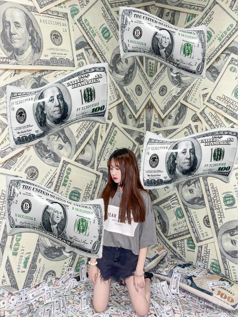 2pcs Money Banknote Balloons Large Size Dollar Counterfeit Reusable Balloons for Birthday Decoration Dollar Bill Party Balloon