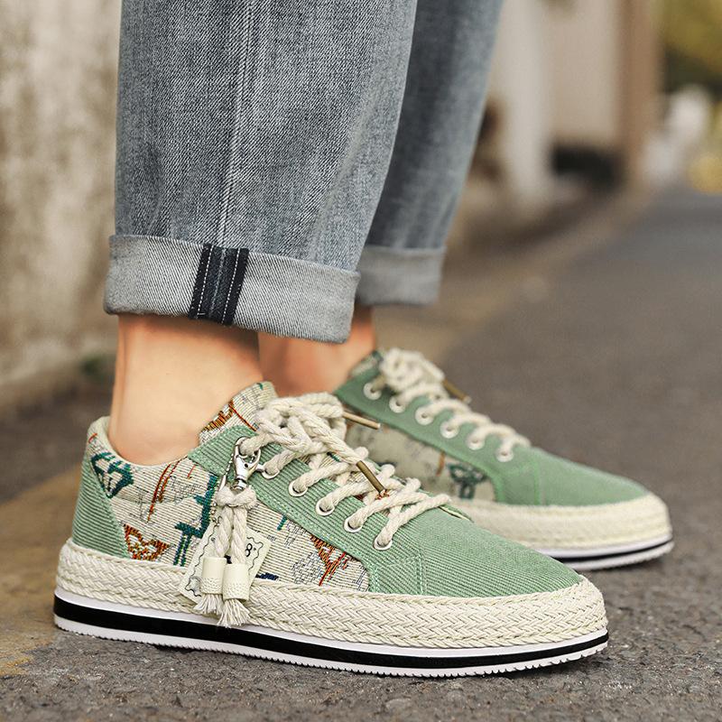 

Повседневная обувь, удобная однопедальная обувь, мужская обувь, обувь для рыбаков, подходящая по цвету, повседневная обувь из парусины 2024 года, новинка лета 39 зелёный