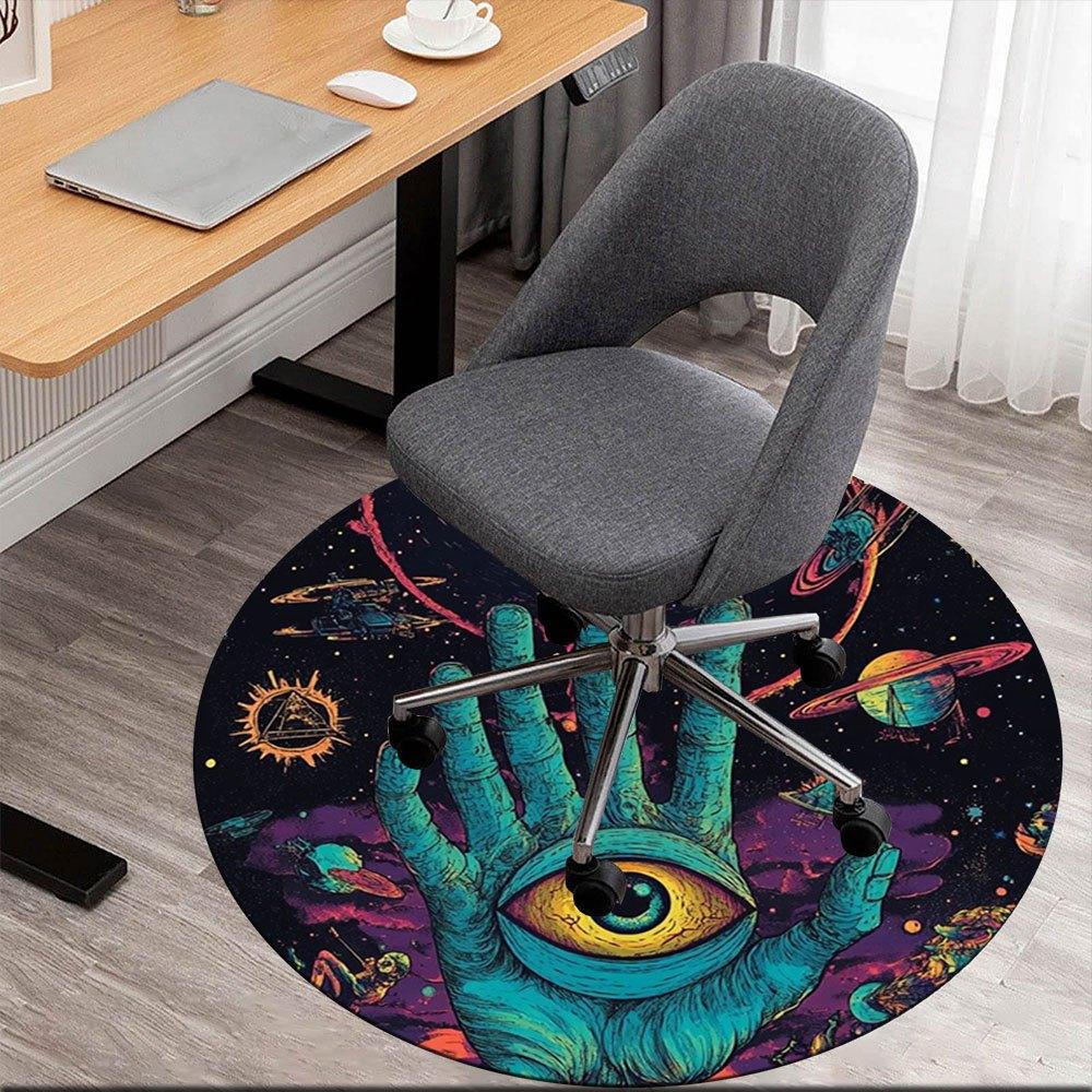 

Space Odyssey: Cosmic Hand with Eye StickerRound Non-Slip chair mat chair carpet for office Rugs for Office Decor Gift For Valentine s Day Mother s Da 80cm by 80cm