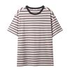 AREUBAN Annie Multi-Stripe Half Sleeve T-Shirt_Charcoal Wine