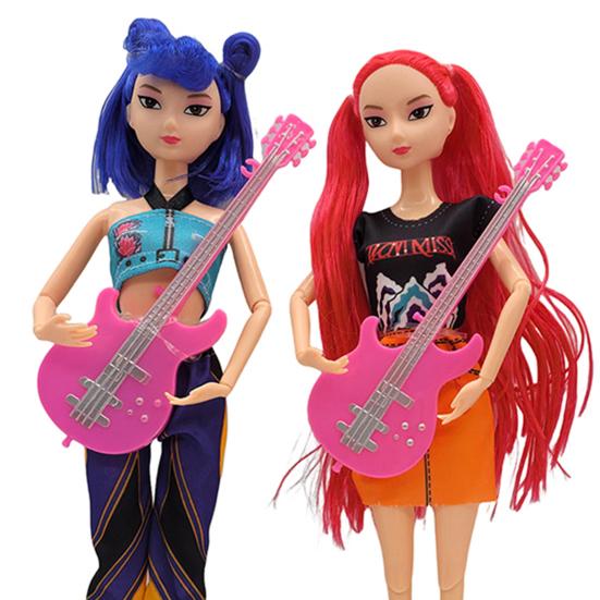 3Pcs Kpop Hunter Girl Doll with Guitar Accessories Animated Movie Character Collectible Toy Movable Joints Girl Action Figure Decoration Ornament