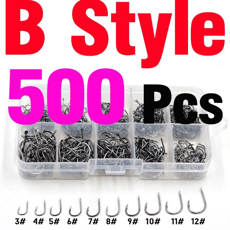 MNFT 500Pcs High Carbon Steel Fishing Hooks Mixed Size Fishhook #3~12 Box Jigging Bait Hook Black Golden Barbed With Hole hooks