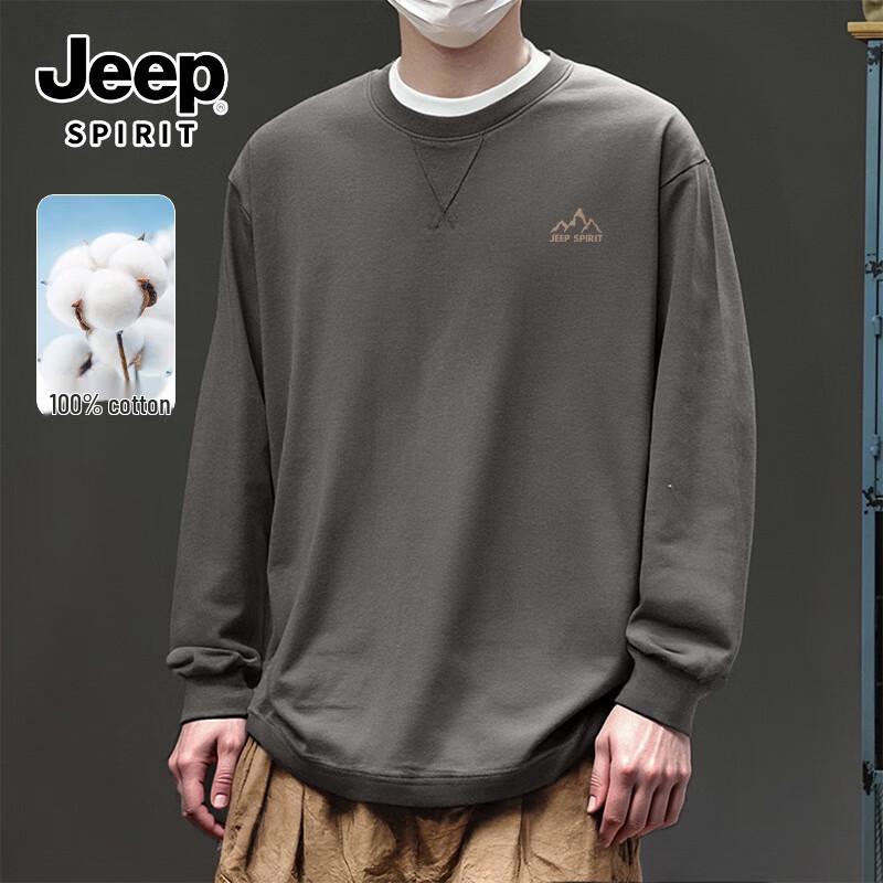 JEEP SPIRIT Men s Retro Pure Cotton Long-Sleeve T-Shirt 3XL