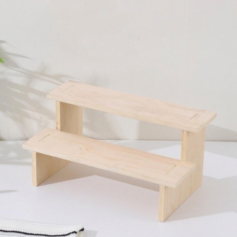 Wave Edge/Straight Edge Wood Display Shelf 2 Tiers Bracelet Bead Display Rack Living Room