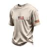 Men’s Crew Neck Short Sleeve T Shirt with USA Letter Print and American Flag Patch Cotton Casual Loose Fit Top for Everyday Wear