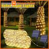 Tubo de Corda de Fita LED Solar Luz de Fada Guirlanda Movida a Energia Solar Luz de Corda Decoração de Natal para Jardim Externo Gramado Árvore Pátio Cerca
