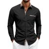 Men S Slim Fit Long Sleeve Color Block Casual Breathable Shirt