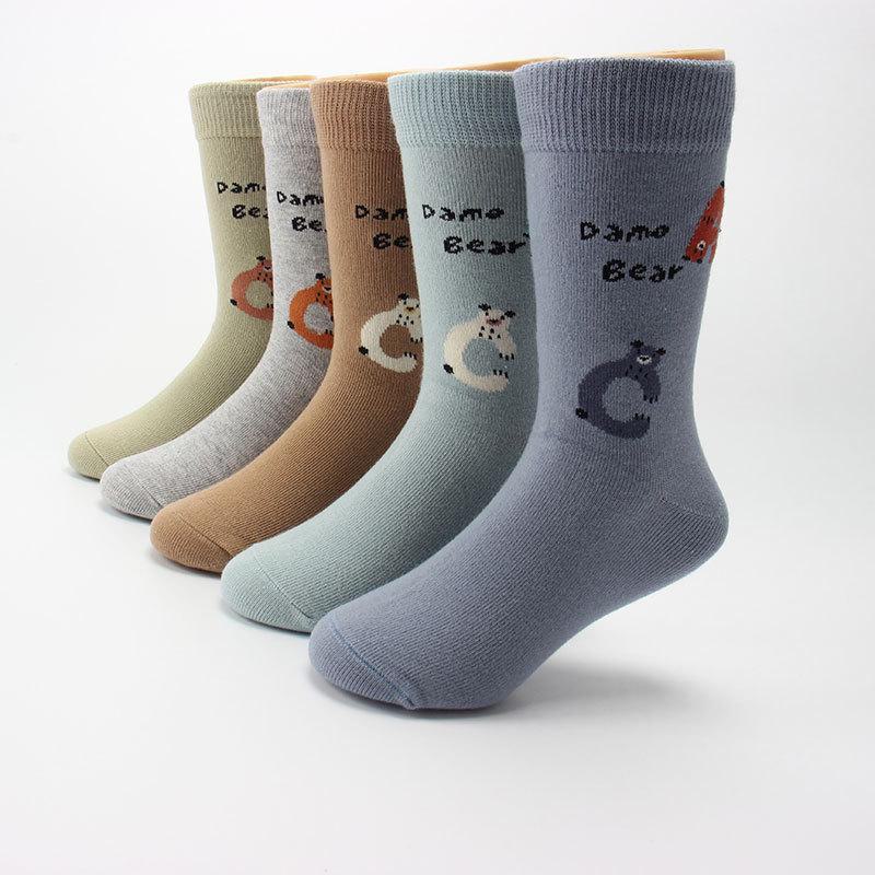 

Детские толстые хлопковые длинные носки с изображением шестипалой мыши: Осень/Зима, дети среднего и старшего возраста 880D-21 Boys AC Bear; 5-10