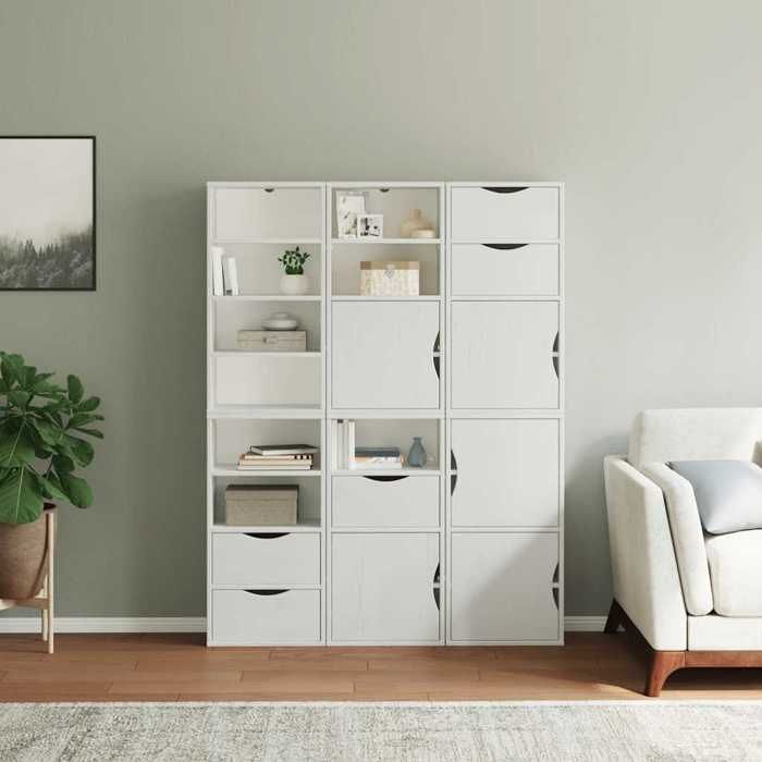 VidaXL Side Cabinets 6 Pcs ODDA White 40x24x79 Cm Solid Pine Wood, Cabinet, Buffet, Kitchen Storage Furniture, 3365355