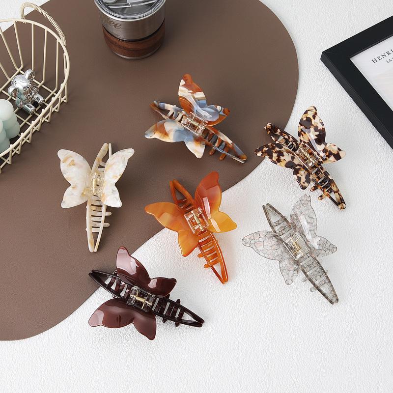 Elegant Temperament Butterfly Hair Clip - High-End Acetate, Women's 2024 Collection, Simple Shark Style.