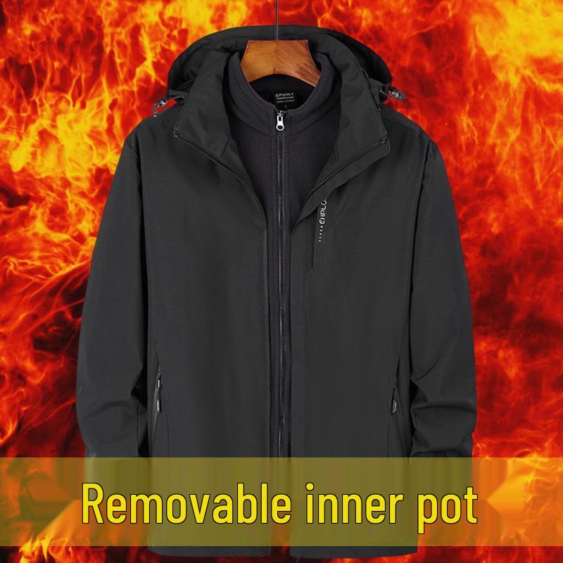 Women's Three-in-One Ski Jacket: Detachable Fleece Lined, Windproof, Waterproof, and Warm for Autumn and Winter.