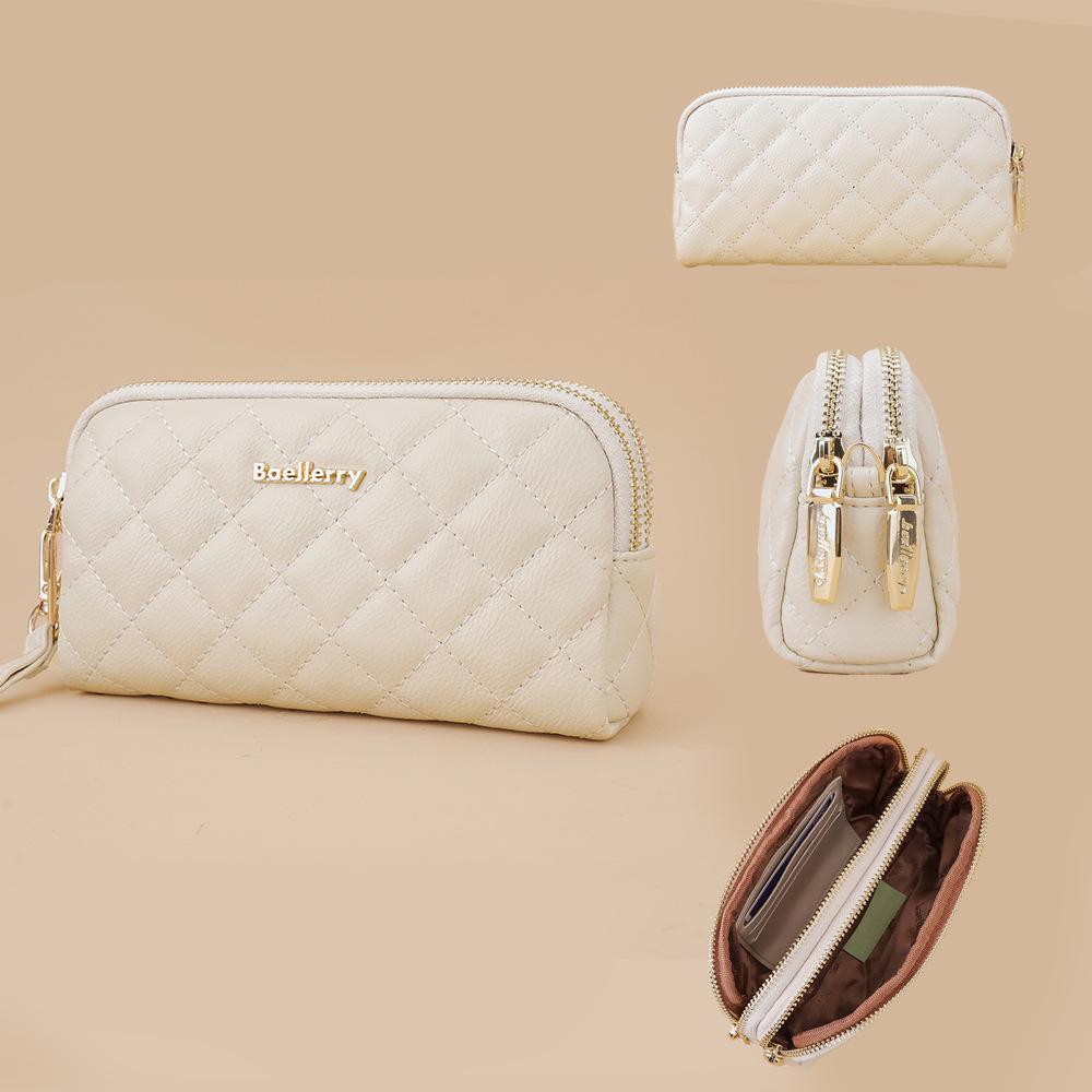 

Baellerry Diamond Pattern Women s Dual-Zip Handbag Clutch & Phone Wallet бежевий