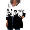 Vintage Floral Printed Tunic Jacket Women Autumn Winter Long Sleeve Loose Chic Top Coat Ladies Outerwear