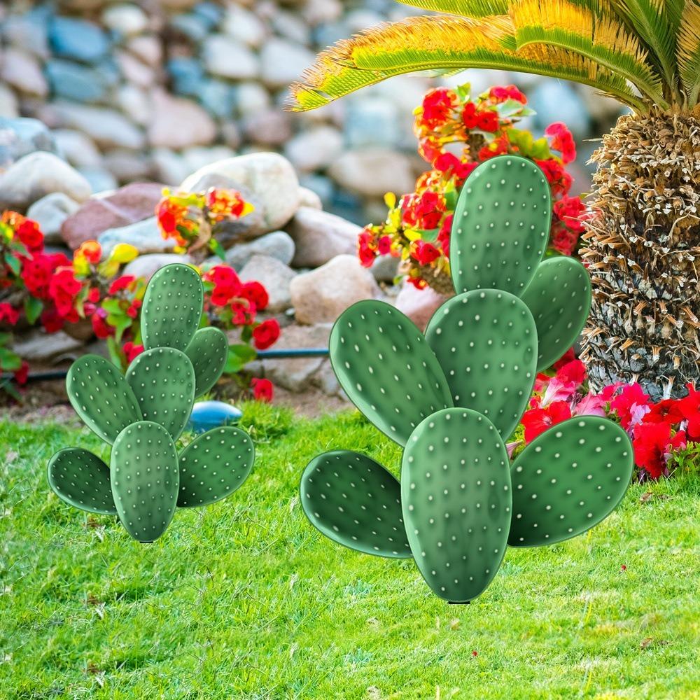 

Realistic Cute Cactus Decor Green Cactus Yard Signs Cactus Garden Stake Outdoor