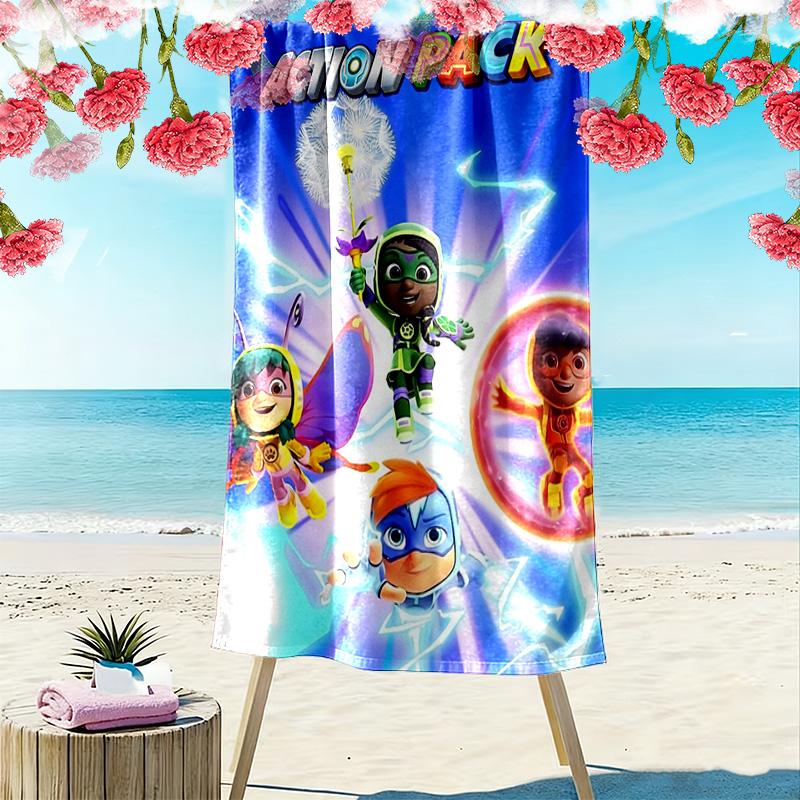 Superhero Action Pack 2D Flat Print Beach Towel, Large Soft Quick Dry Towel for Beach Camping SwimmingDSTJ0925267