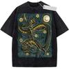 Unisex Black Washed Vintage T Shirt Dragon Ball Z Son Goku Dragon Starry Sky Style High Quality Fabric for Fitness Casual